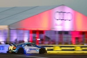 20m x 15m clearspan tent with glass walls and custom logo at the annual 12 Hours of Sebring race.