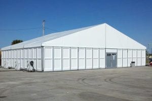 20m x 15m structure tent with PVC hard walls.