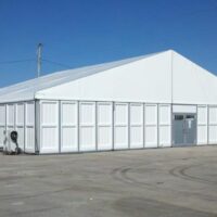 PVC hard walls in a 20m x 15m structure tent.