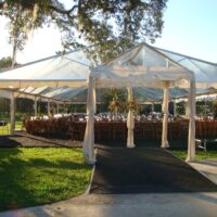 9' x 10' clear marquee tent used as an entrance to the main tent.