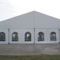 Window sidewalls in a 20m structure tent.