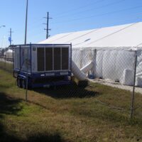 25 ton package a/c unit ducted into a 40' x 80' frame tent.